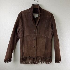 Wilsons Leather Maxima Brown Suede Fringe Jacket
